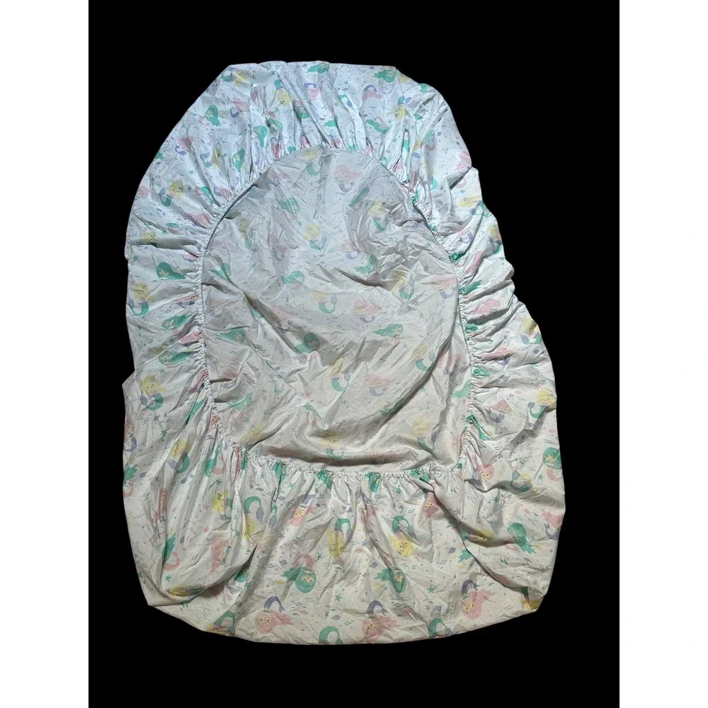 Jak & Jemma Twin Fitted Sheet White Pastel Mermaid Print Polyester Bedding